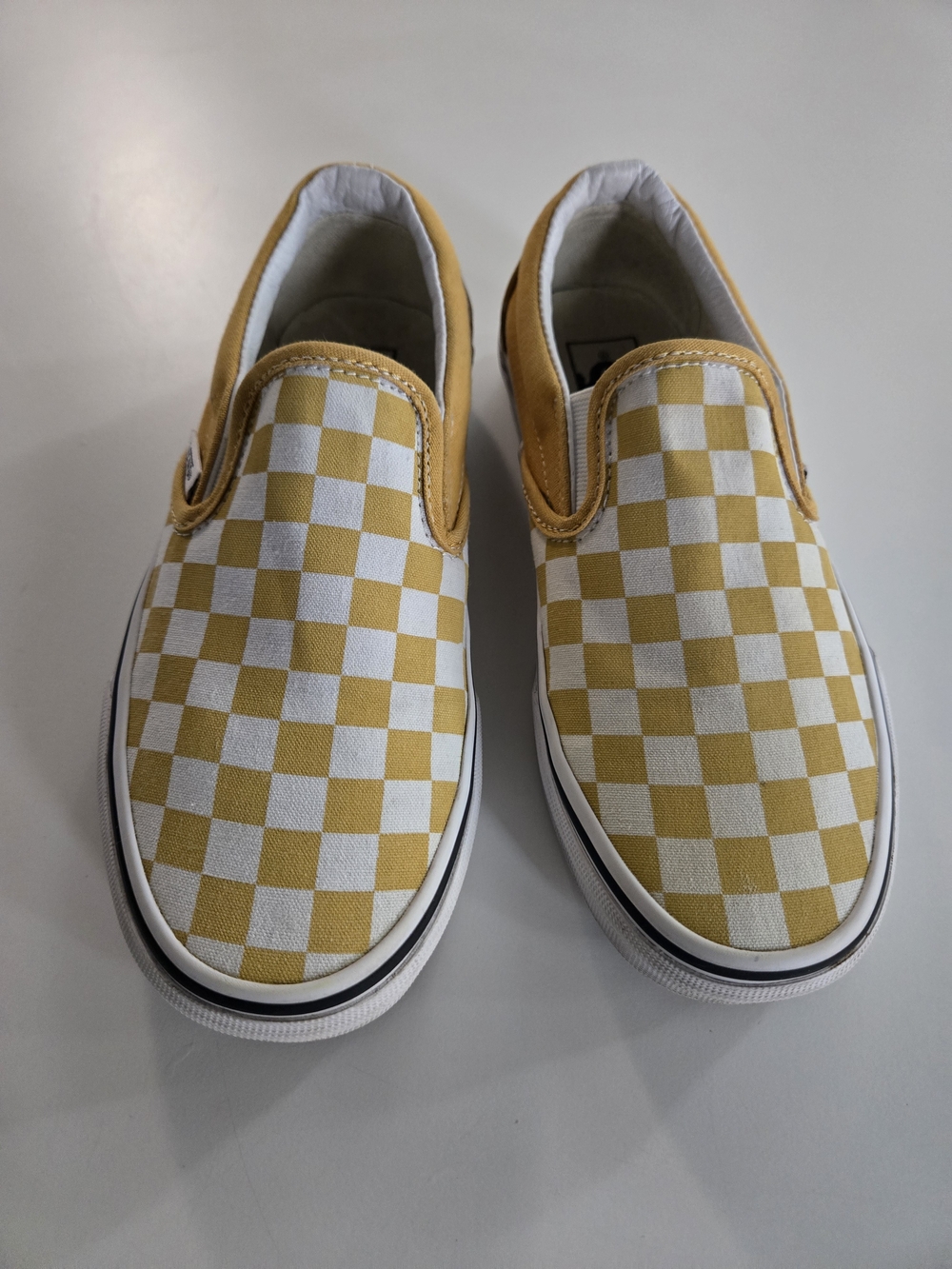 Vans Men's Checkerboard Slip-On Sneakers in Yellow and White